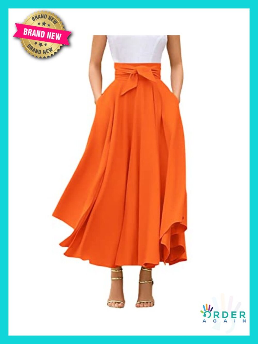 Women's High Waisted Side Slit Irregular Bohemian Maxi Skirt with Pockets